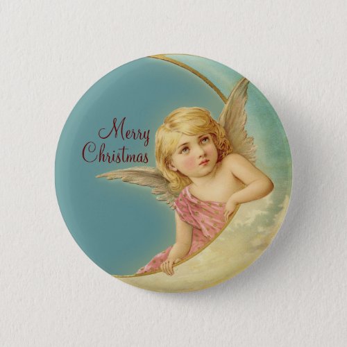 Merry Christmas Vintage Angel CC0252 Round Button