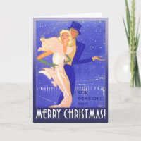 Merry Christmas Vintage Art Deco Couple