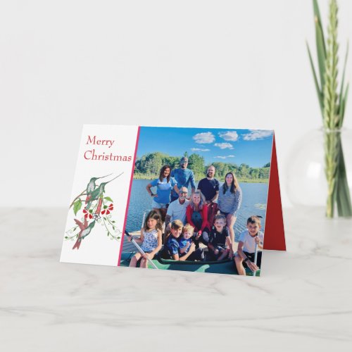 Merry Christmas Vintage Birds Your Family Photo Holiday Card