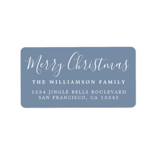Merry Christmas Vintage Blue Return Address Label