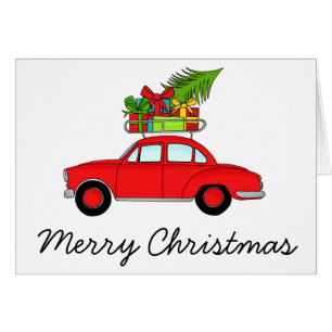 Merry Christmas Vintage Car Cards