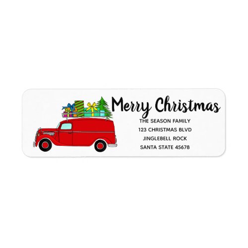 Merry Christmas Vintage Car label