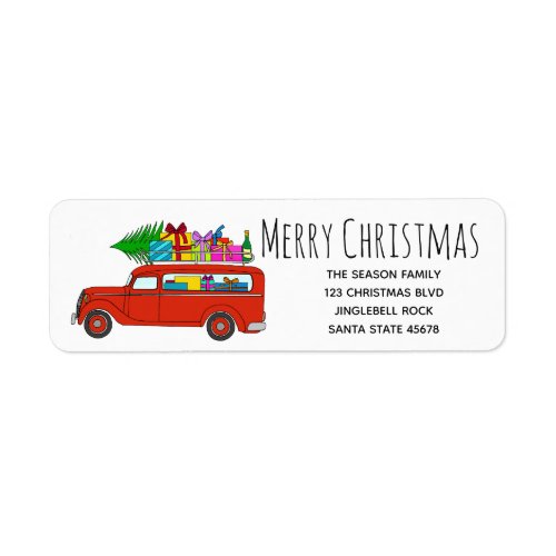 Merry Christmas Vintage Car label