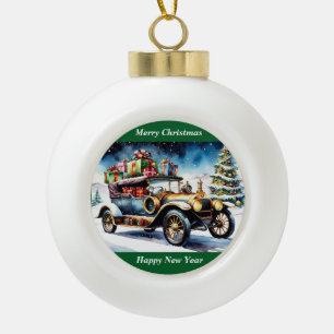 Merry Christmas Vintage Car Ornament