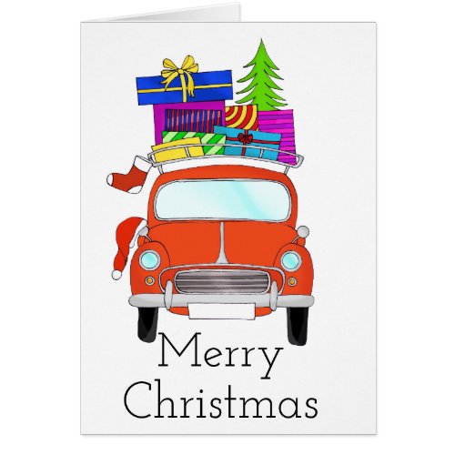 Merry Christmas Vintage Car with Gifts