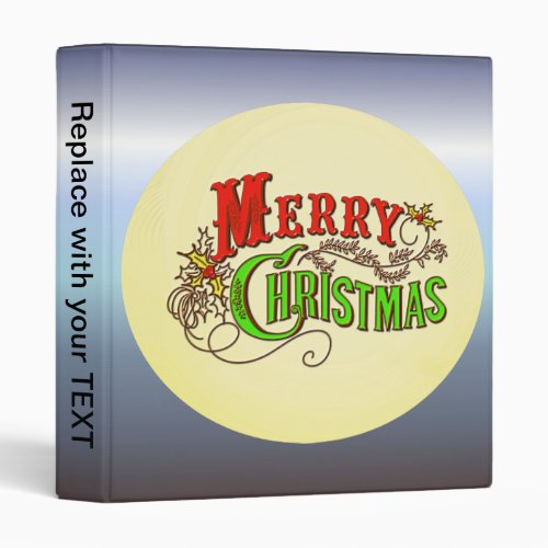 Merry Christmas Vintage Card Slogan 3 Ring Binder