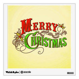 Merry Christmas Vintage Card Slogan Wall Sticker
