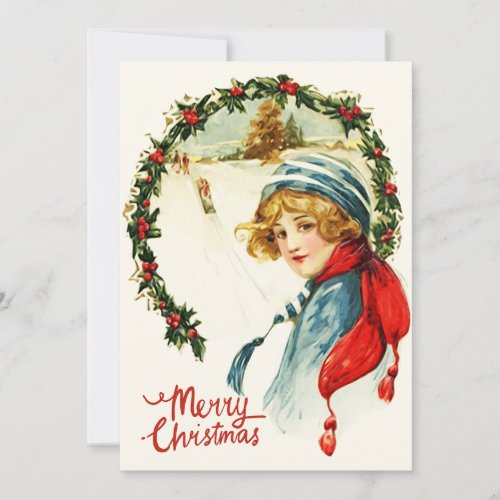 Merry Christmas Vintage Child  Holiday Card