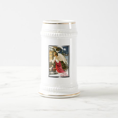 Merry Christmas Vintage Christmas Angel Design Beer Stein