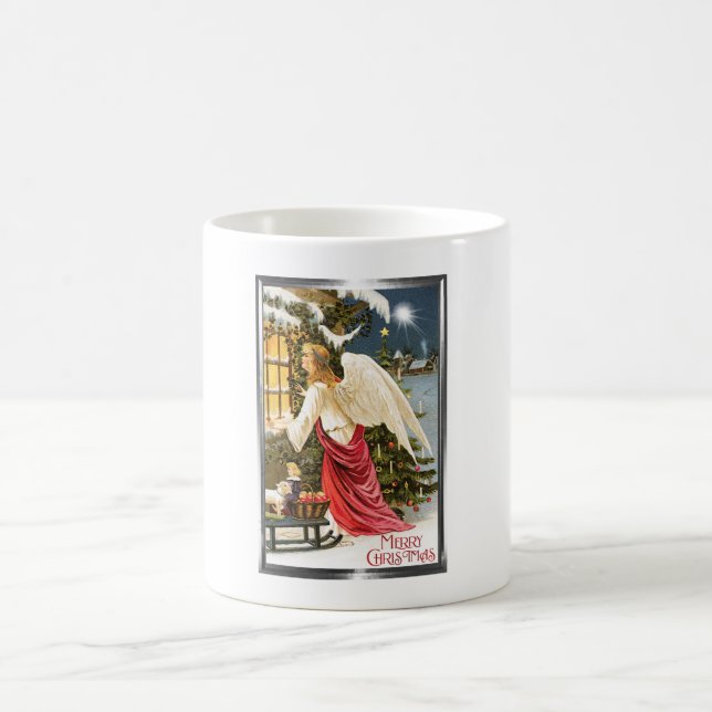 Merry Christmas Vintage Christmas Angel Design Coffee Mug (Center)