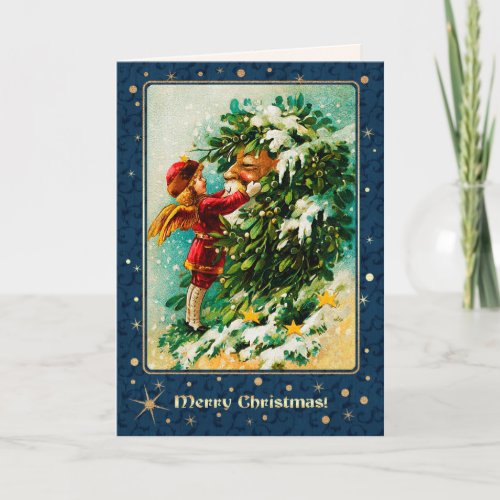 Merry Christmas Vintage Christmas Angel  Holiday Card