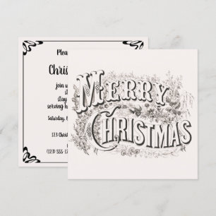 Merry Christmas, Vintage Christmas Party Invitation