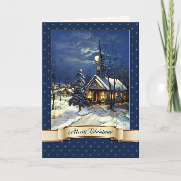 Merry Christmas. Vintage Church Greeting Cards