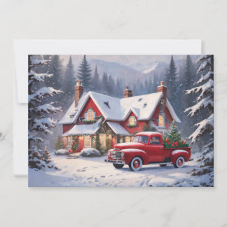 Merry Christmas Vintage Cottage Holiday Card