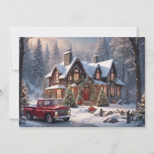 Merry Christmas Vintage Cottage Holiday Card