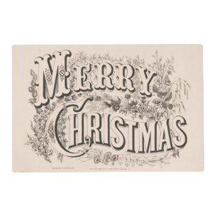 Merry Christmas, Vintage Currier & Ives Print Placemat