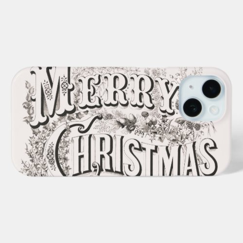 Merry Christmas Vintage Currier  Ives reprod iPhone 15 Case