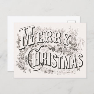Merry Christmas, Vintage Currier & Ives (reprod) Postcard