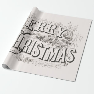 Merry Christmas, Vintage Currier & Ives (reprod) Wrapping Paper