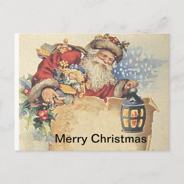 Merry Christmas Vintage Custimizable From Santa Holiday Postcard (Front)