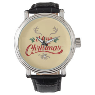Merry Christmas Vintage Design Red & Green Watch