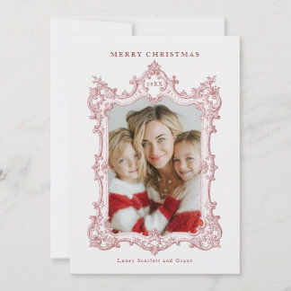 Merry Christmas Vintage Elegant Frame Holiday Card