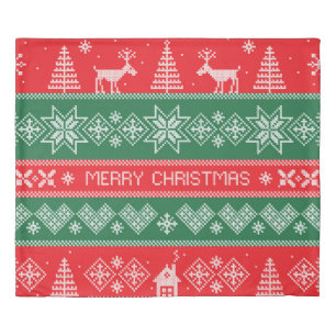 Merry Christmas: vintage festive pattern. Duvet Cover