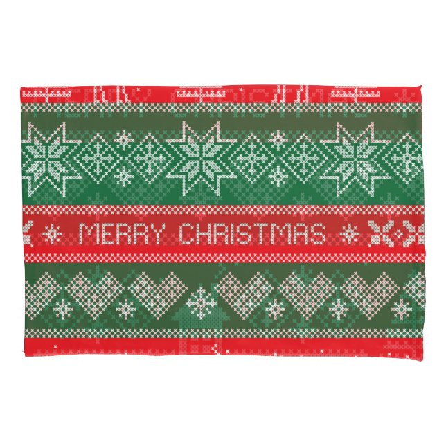 Merry Christmas: vintage festive pattern. Pillow Case (Front)