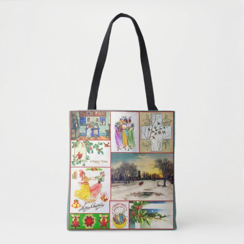 Merry Christmas Vintage Holiday Collage Tote Bag