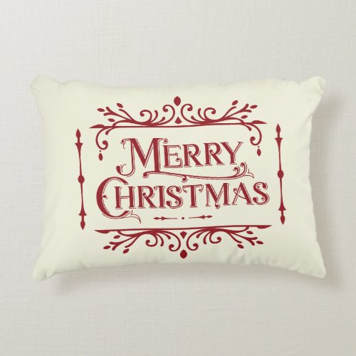 Merry Christmas Vintage Holiday Plaid Accent Pillow