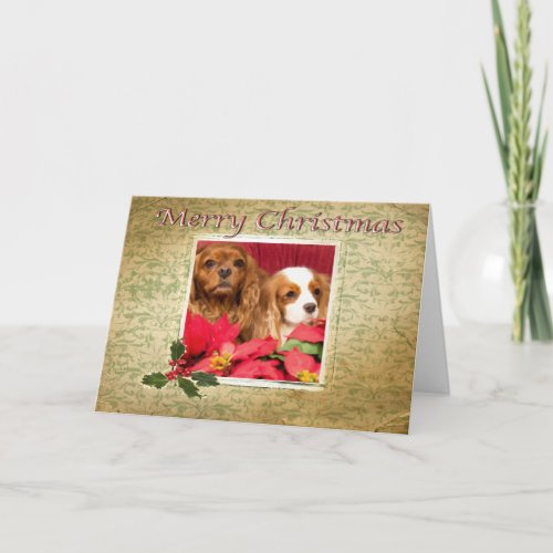 Merry Christmas Vintage King Charles Spaniels Card