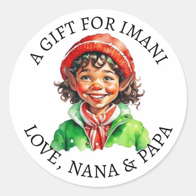 Merry Christmas | Vintage Little Elf Classic Round Sticker (Front)