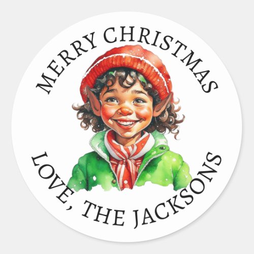 Merry Christmas  Vintage Little Elf Classic Round Sticker