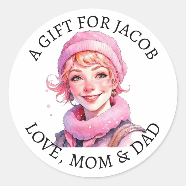 Merry Christmas | Vintage Little Elf To and From Classic Round Sticker (Front)