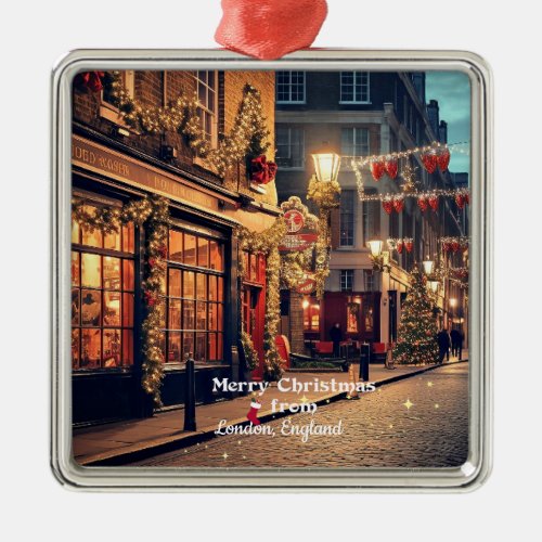 Merry Christmas Vintage London  Metal Ornament