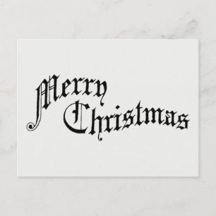 Merry Christmas Vintage Old Fashioned Typography Holiday Postcard