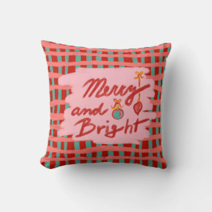 Merry Christmas vintage ornaments Throw Pillow