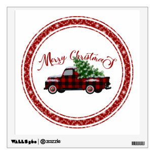 Merry Christmas! Vintage Pickup Truck Wall Decal