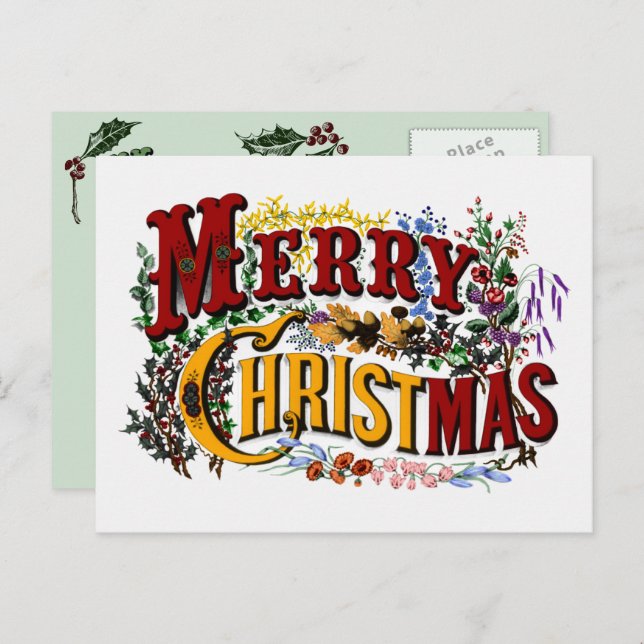 Merry Christmas Vintage Postcard (Front/Back)