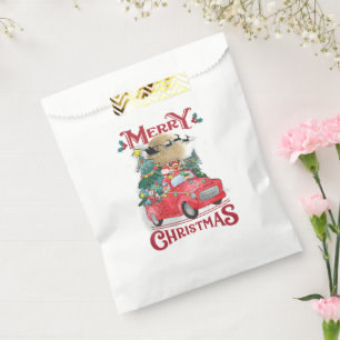 Merry Christmas Vintage Red Santa Truck Favor Bag