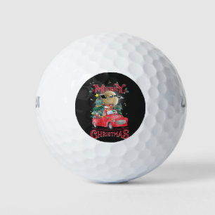 Merry Christmas Vintage Red Santa Truck Golf Balls