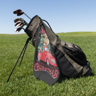 Merry Christmas Vintage Red Santa Truck Golf Towel