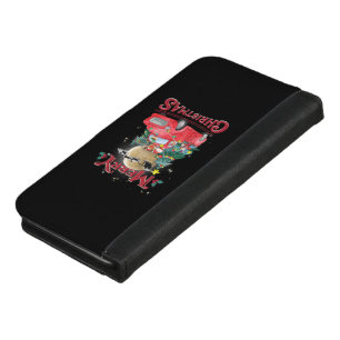 Merry Christmas Vintage Red Santa Truck iPhone 8/7 Plus Wallet Case