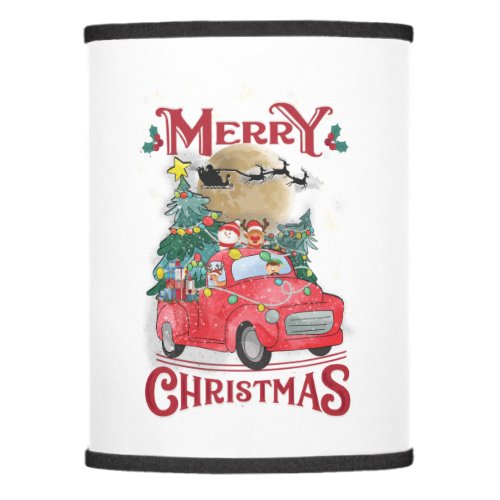 Merry Christmas Vintage Red Santa Truck Lamp Shade