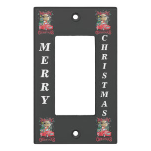 Merry Christmas Vintage Red Santa Truck Light Switch Cover