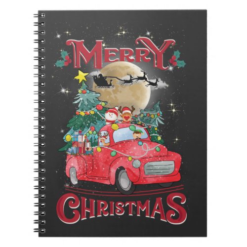 Merry Christmas Vintage Red Santa Truck Notebook