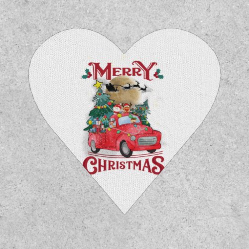 Merry Christmas Vintage Red Santa Truck Patch