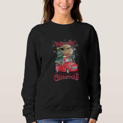 Merry Christmas Vintage Red Santa Truck Sweatshirt