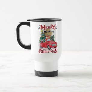 Merry Christmas Vintage Red Santa Truck Travel Mug
