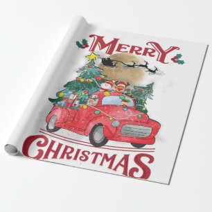 Merry Christmas Vintage Red Santa Truck Wrapping Paper